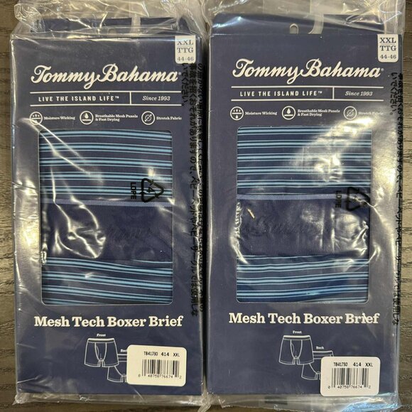 2 Pack Tommy Bahama Mesh Tech Boxer Briefs Underwear  $60 Navy Stripes - Picture 11 of 11